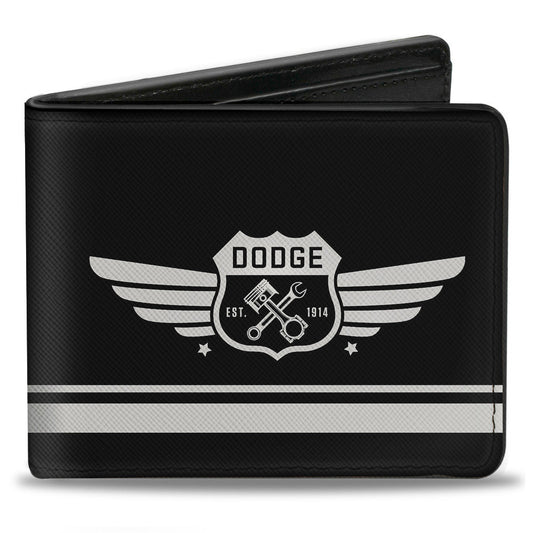 Bi-Fold Wallet - DODGE GARAGE Emblem Stripe Black Light Gray