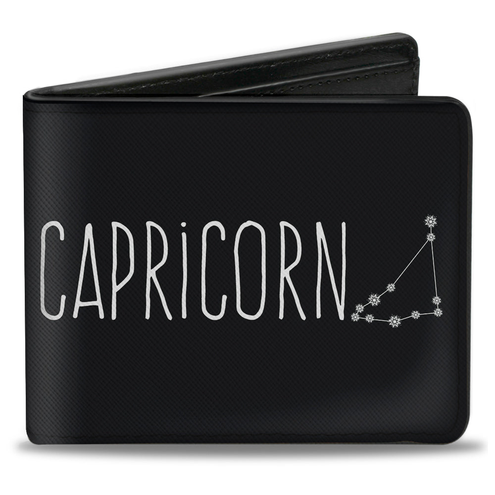 Bi-Fold Wallet - Zodiac CAPRICORN Constellation Black White