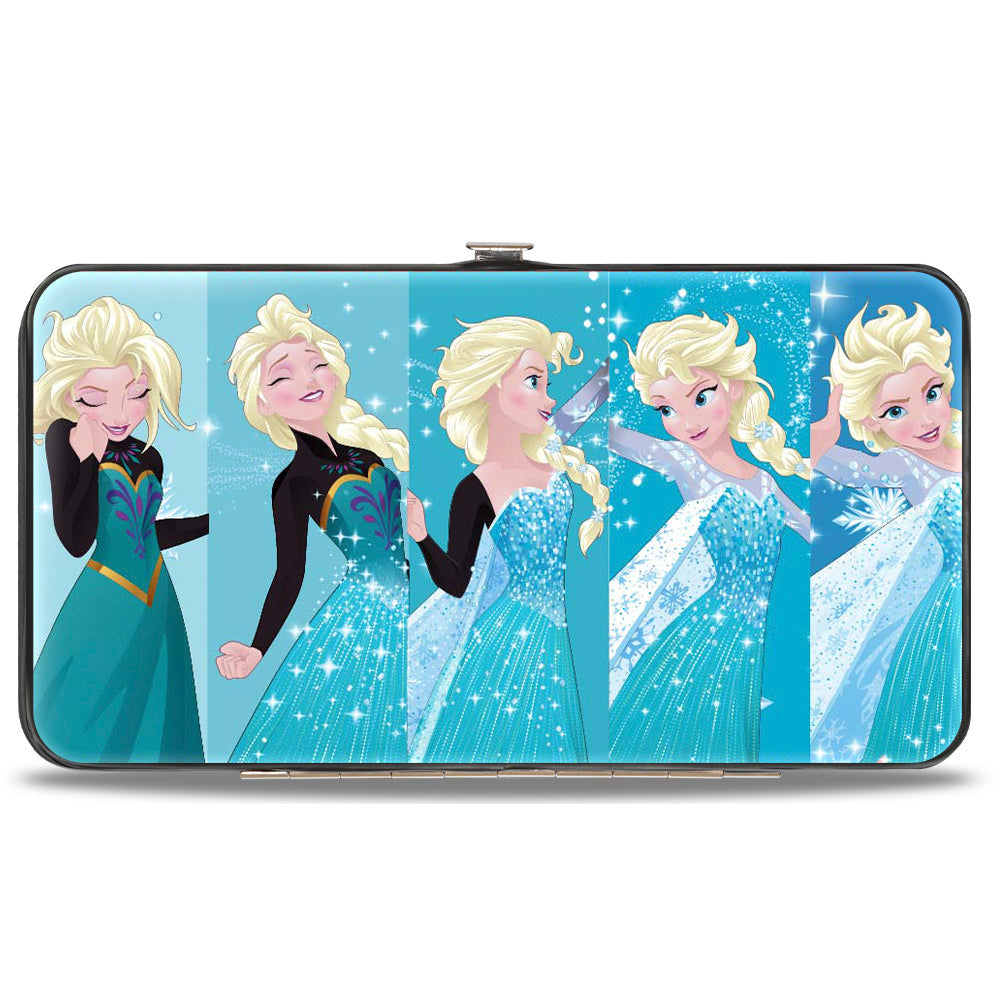 Hinged Wallet - Frozen Elsa Letting It Go Transformation Blocks + MAKE YOUR OWN MAGIC Stars Aqua White Gold