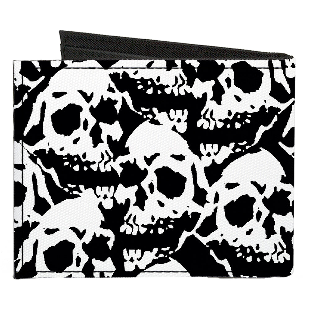 Canvas Bi-Fold Wallet - Skull Yard Black White