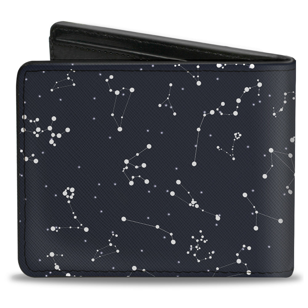 Bi-Fold Wallet - Zodiac Capricorn Symbol Constellations Black White