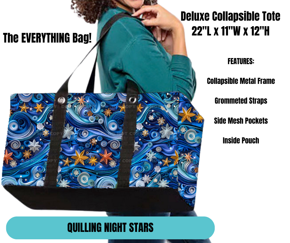 Preorder! Closes 11/18. ETA Feb. Quilling Night Stars Collapsible Tote