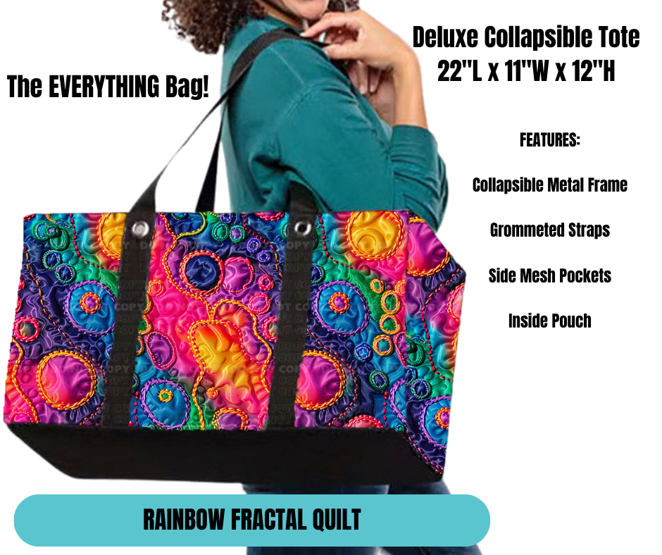 Preorder! Closes 11/18. ETA Feb. Rainbow Fractal Quilt Collapsible Tote