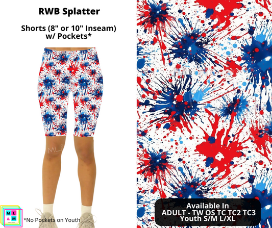 RWB Splatter Shorts w/ Pockets