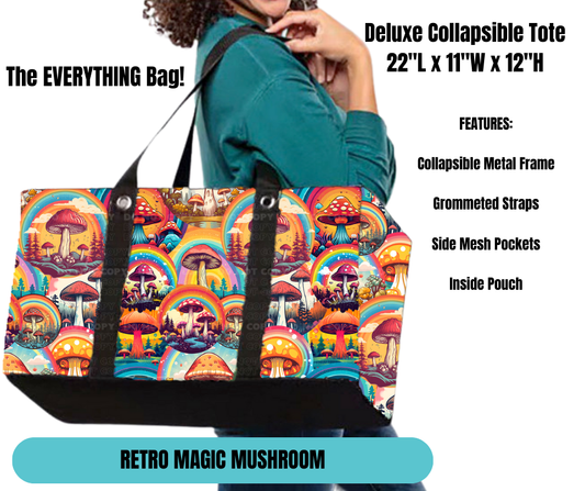 Preorder! Closes 11/18. ETA Feb. Retro Magic Mushroom Collapsible Tote