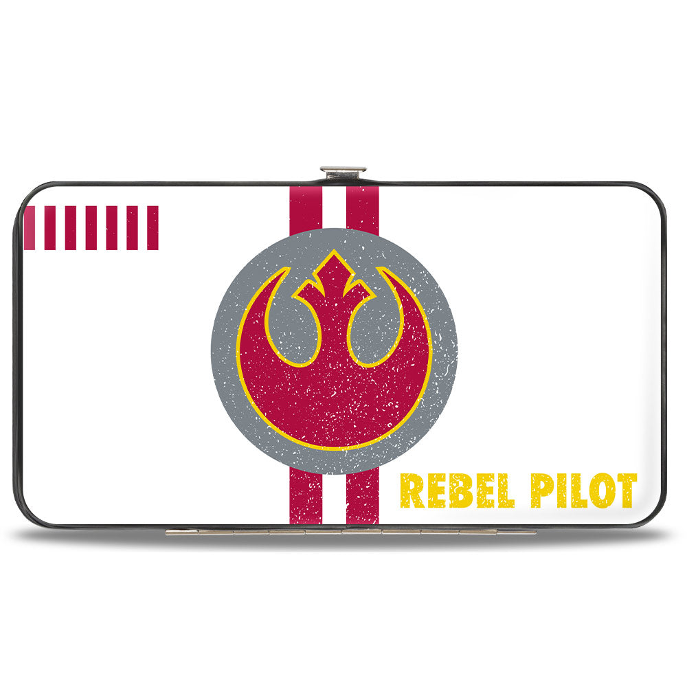 Hinged Wallet - Star Wars REBEL PILOT X-Wing Fighter + Rebel Alliance Insignia White Red Yellow Gray