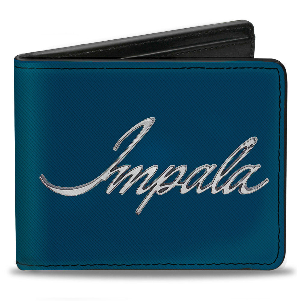 Bi-Fold Wallet - IMPALA Script Emblem Blue Silver