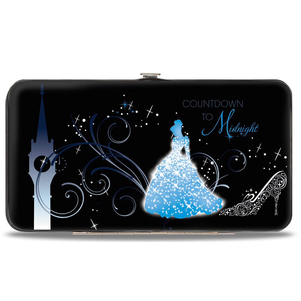 Hinged Wallet - Cinderella COUNTDOWN TO MIDNIGHT Pose + Pumpkin Coach Silhouette Black Blues White