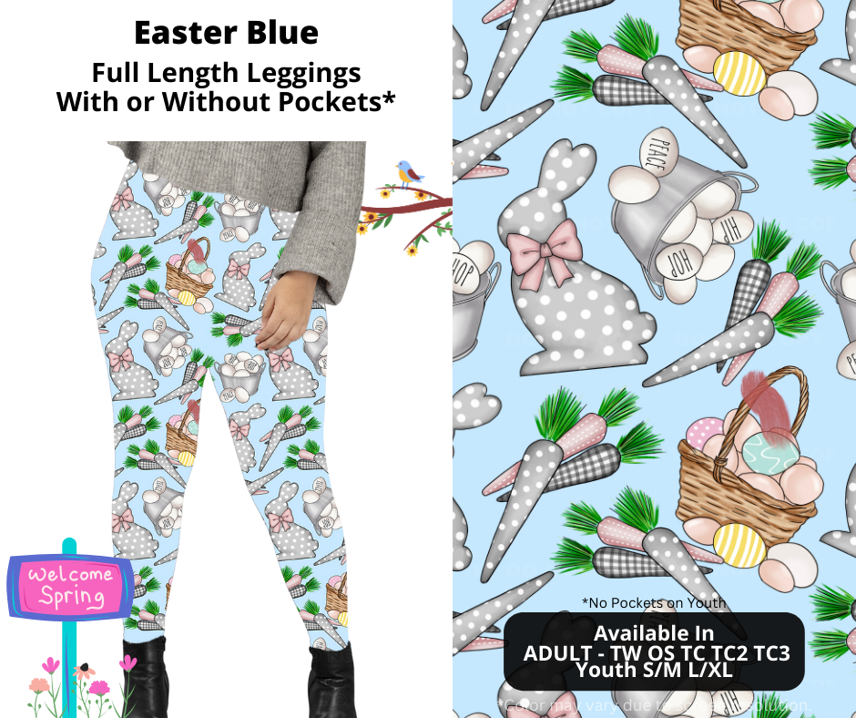 Preorder! Closes 1/27. ETA April. Easter Blue Full Length Leggings w/wo Pockets