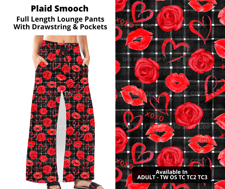 Preorder! Closes 11/28. ETA Feb. Plaid Smooch Full Length Lounge Pants