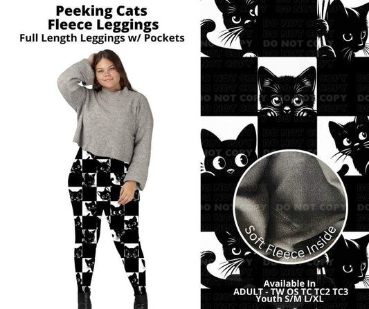 Preorder! Closes 10/17. ETA Dec. Peeking Cats Fleece Leggings