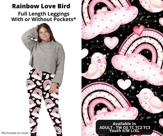 Rainbow Love Bird Full Length Leggings w/ Pockets