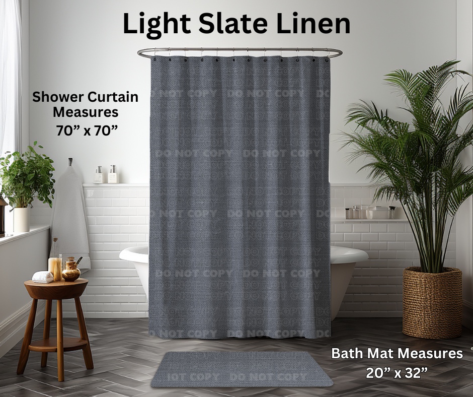 Preorder! Closes 1/6. ETA March. Light Slate Linen Custom Shower Curtain and/or Bath Mat