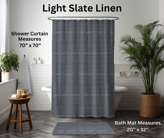 Preorder! Closes 1/6. ETA March. Light Slate Linen Custom Shower Curtain and/or Bath Mat