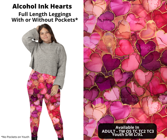 Preorder! Closes 11/28. ETA Feb. Alcohol Ink Hearts Full Length Leggings w/wo Pockets