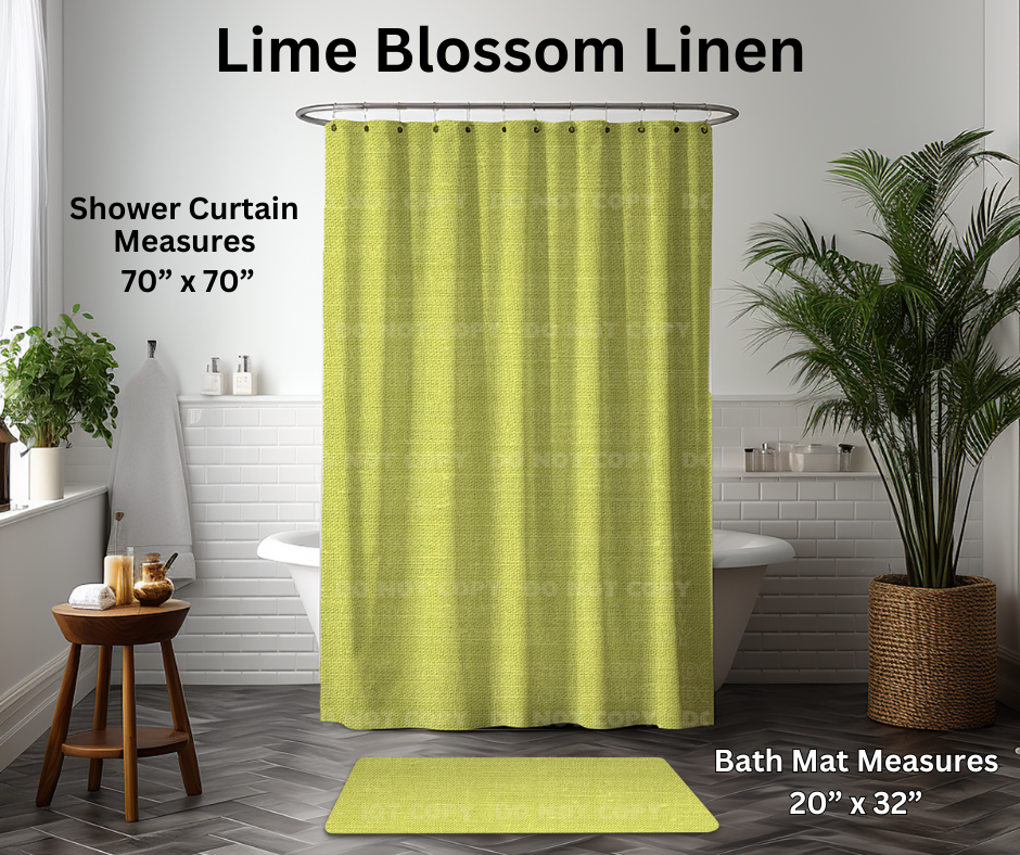 Preorder! Closes 1/6. ETA March. Lime Blossom Linen Custom Shower Curtain and/or Bath Mat