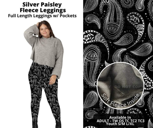 Preorder! Closes 10/17. ETA Dec. Silver Paisley Fleece Leggings