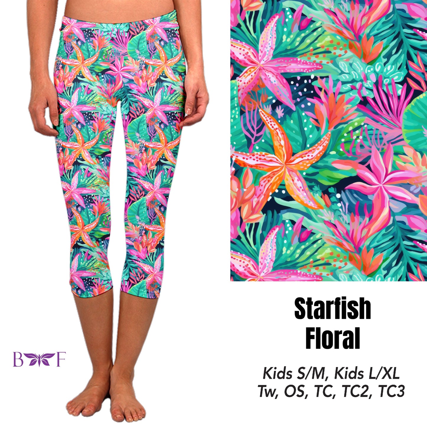 Starfish floral capris, skorts and shorts with pockets