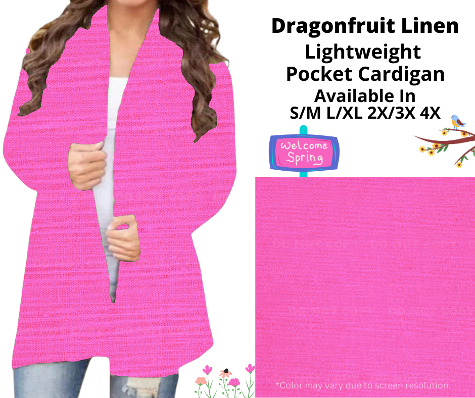 Preorder! Closes 1/13. ETA April. Dragonfruit Linen Pocket Cardigan