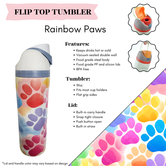 Rainbow Paws Flip Top Tumbler