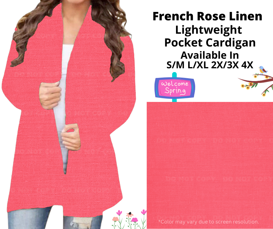 Preorder! Closes 1/13. ETA April. French Rose Linen Pocket Cardigan