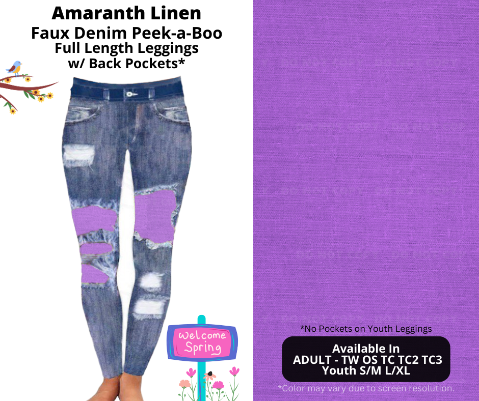 Preorder! Closes 1/13. ETA April. Amaranth Linen Full Length Faux Denim Peekaboo