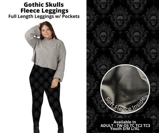 Preorder! Closes 10/17. ETA Dec. Gothic Skulls Fleece Leggings