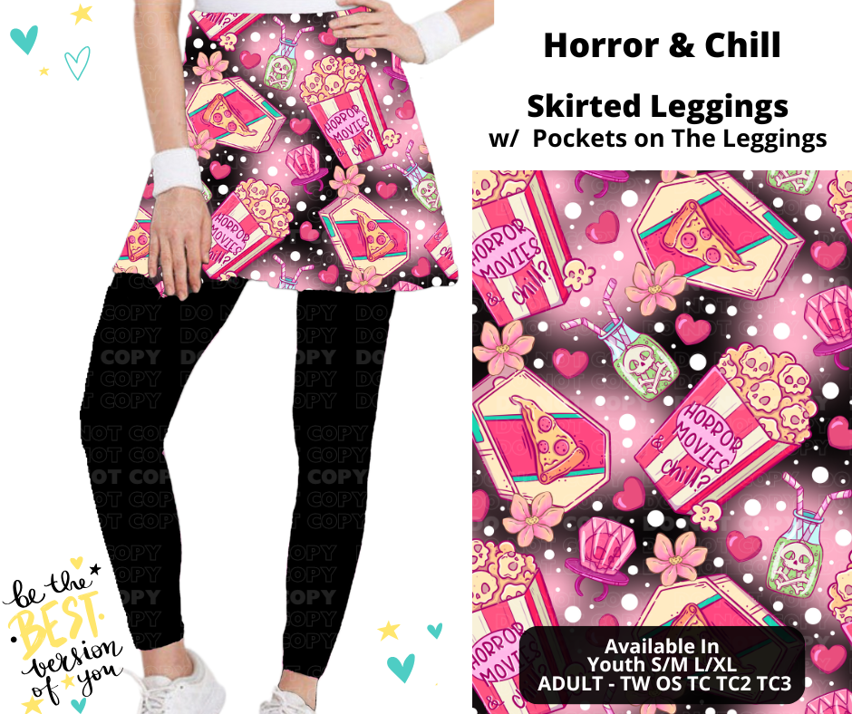 Preorder! Closes 12/25. ETA March. Horror & Chill Skirted Full Length Leggings w/ Pockets