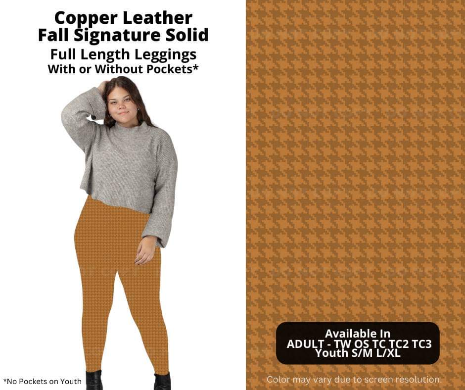 Copper Leather Full Length Leggings w/ Pockets