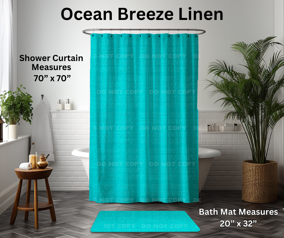 Preorder! Closes 1/6. ETA March. Ocean Breeze Linen Custom Shower Curtain and/or Bath Mat