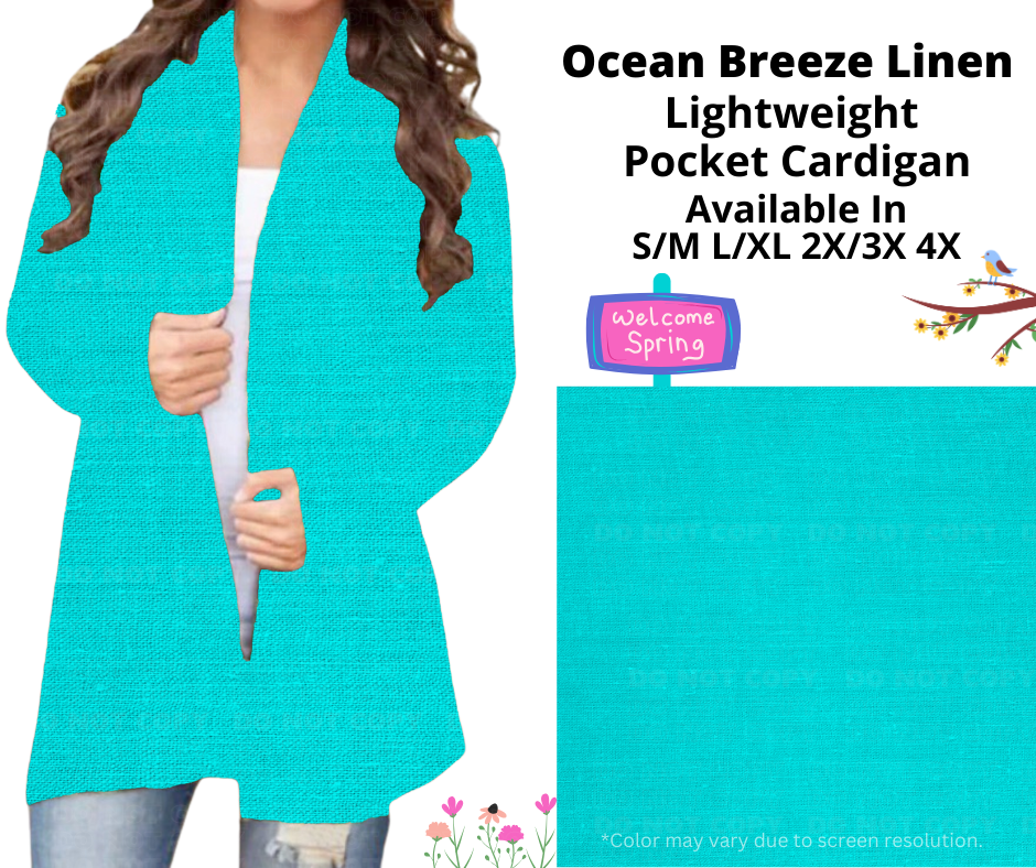 Preorder! Closes 1/13. ETA April. Ocean Breeze Linen Linen Pocket Cardigan