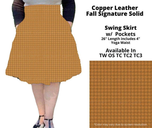 Copper Leather Swing Skirt