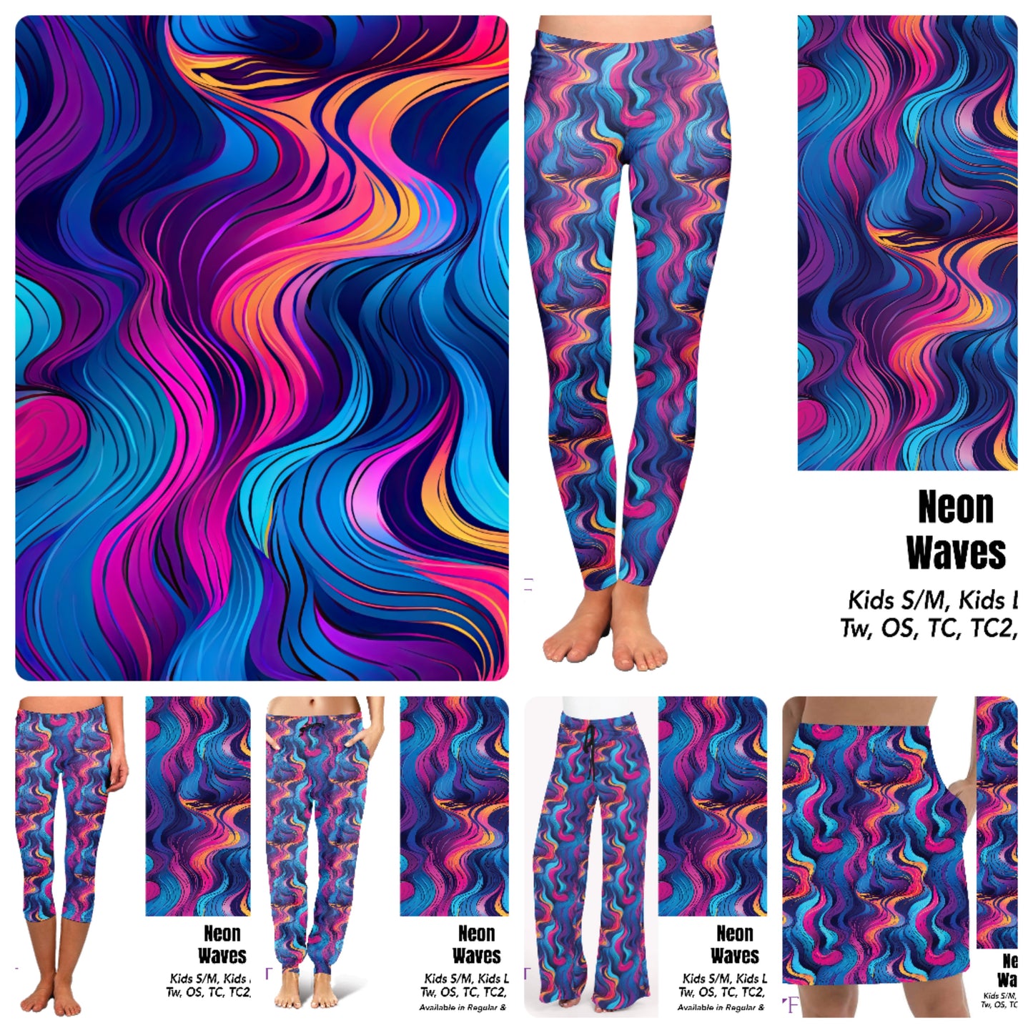 Neon waves leggings and capris