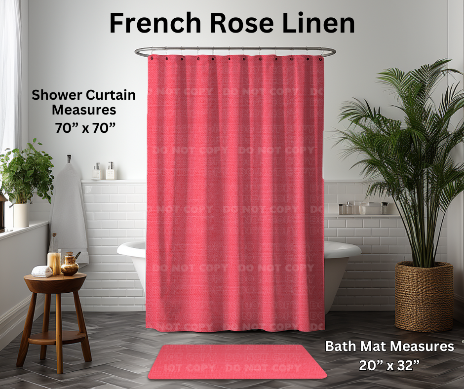 Preorder! Closes 1/6. ETA March. French Rose Linen Custom Shower Curtain and/or Bath Mat