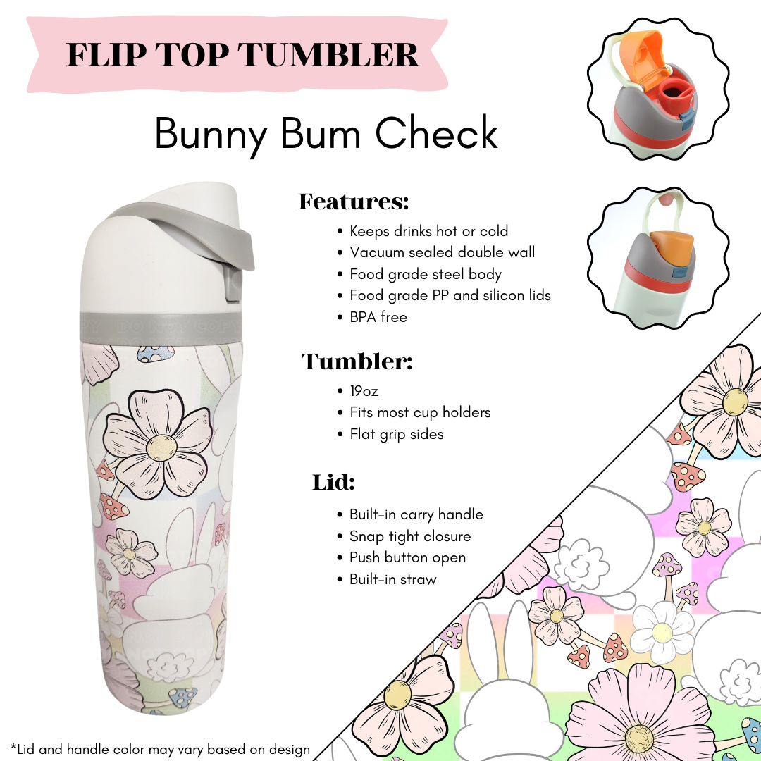 Bunny Bum Check Flip Top Tumbler