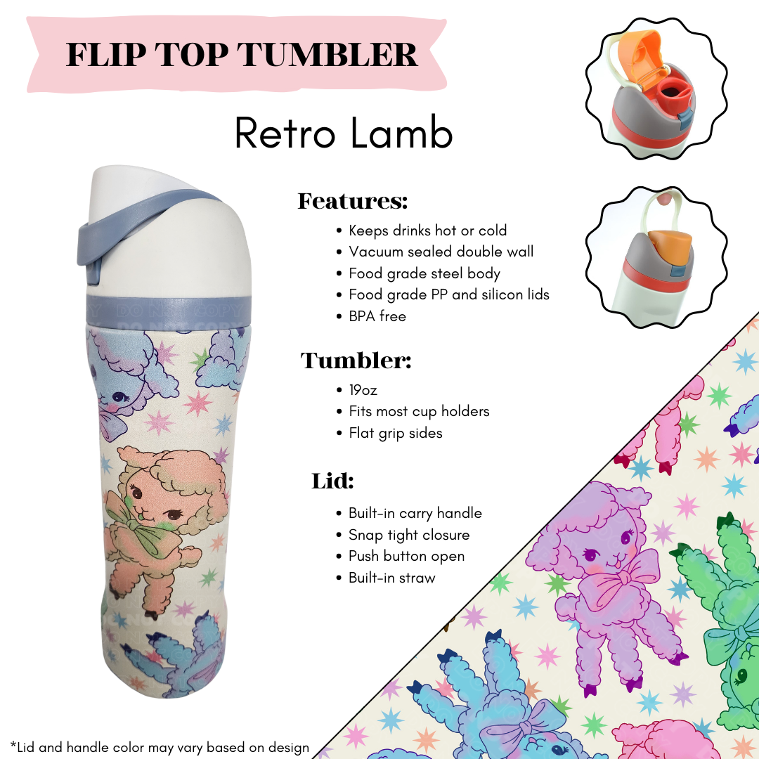 Retro Lamb Flip Top Tumbler