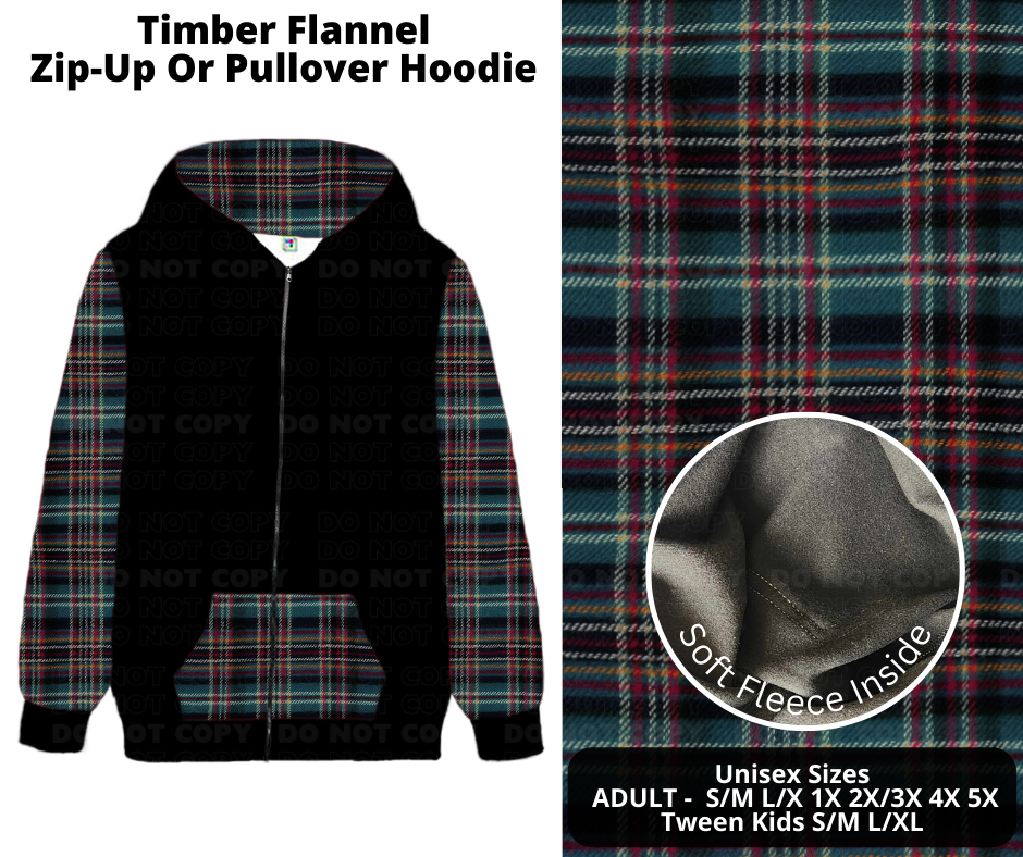 Timber Flannel Zip-Up or Pullover Hoodie