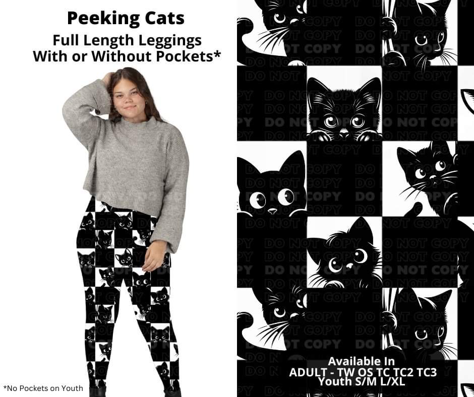 Preorder! Closes 10/17. ETA Dec. Peeking Cats Full Length Leggings w/wo Pockets