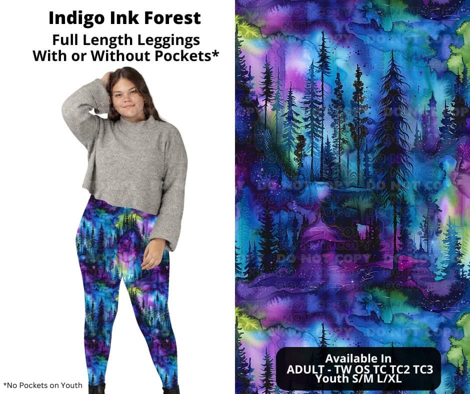 Preorder! Closes 10/23. ETA Dec. Indigo Ink Forest Full Length Leggings w/wo Pockets