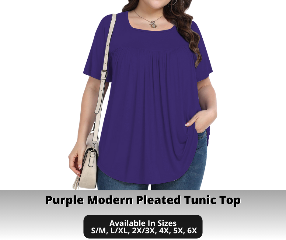 Preorder! Closes 10/30. ETA Jan. Purple Modern Pleated Tunic Top