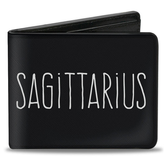 Bi-Fold Wallet - Zodiac SAGITTARIUS Symbol Black White