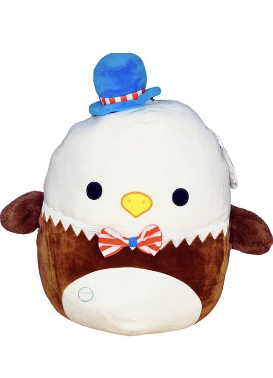 Squishmallows Edward the Bald Eagle Wearing Red, White, & Blue Top Hat & Bow Tie 16" Stuffed Plush