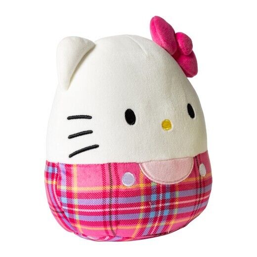 Squishmallows Pink Plaid Hello Kitty 6.5" 2023 Sanrio Winter Collection Stuffed Plush