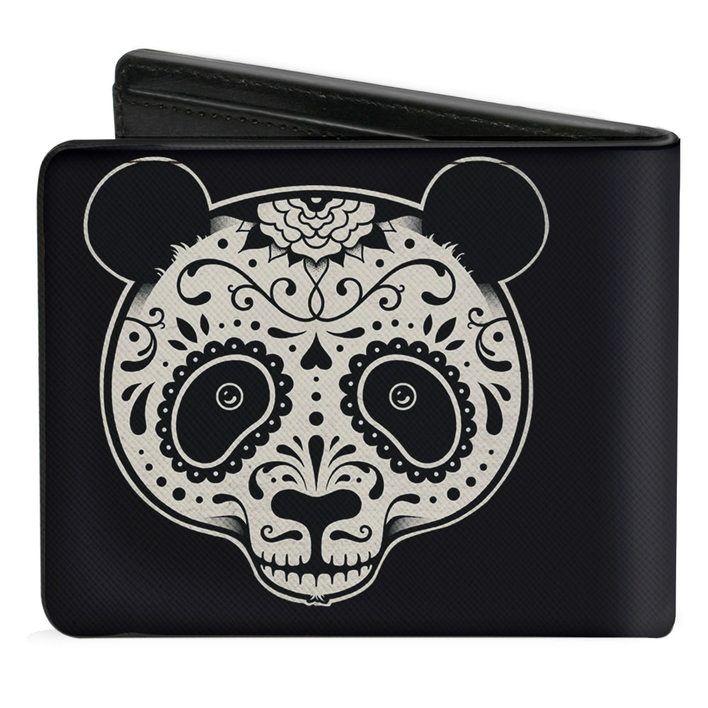 Bi-Fold Wallet - Panda Bear Sugar Skull Black White