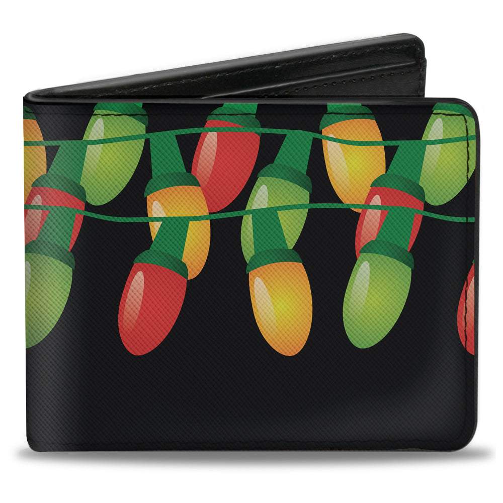 Bi-Fold Wallet - Christmas Lights Black Multi Color