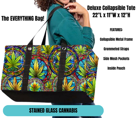 Preorder! Closes 11/18. ETA Feb. Stained Glass Cannabis Collapsible Tote