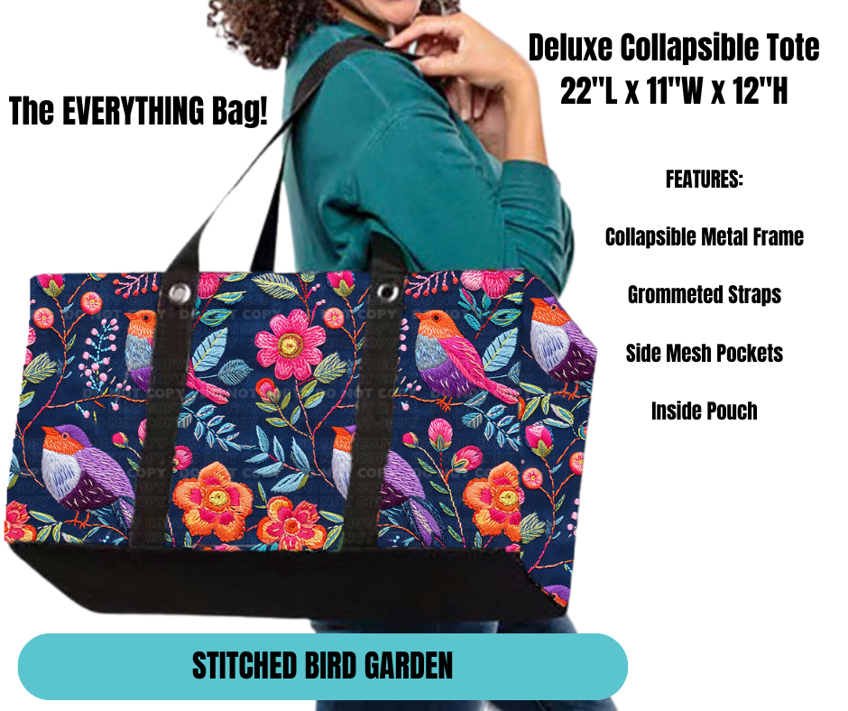 Preorder! Closes 11/18. ETA Feb. Stitched Bird Garden Collapsible Tote