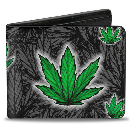 Bi-Fold Wallet - Marijuana Haze Black