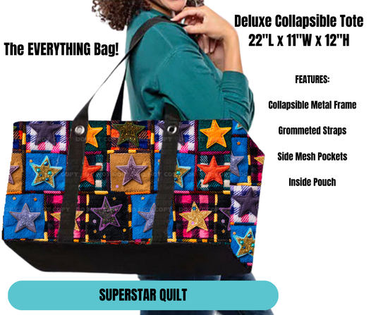 Preorder! Closes 11/18. ETA Feb. Superstar Quilt Collapsible Tote