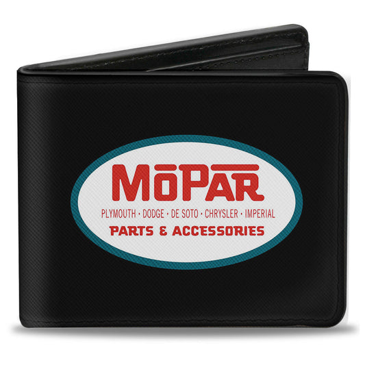 Bi-Fold Wallet - MOPAR 1954-1958 Logo + Side Stripe Black Blue Red